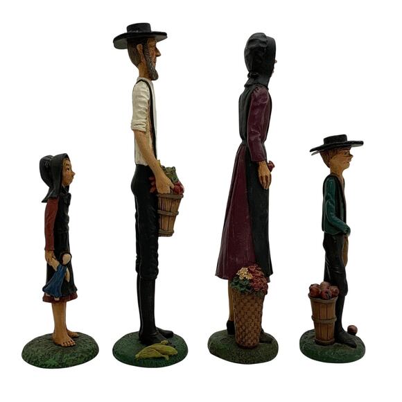 Jim Shore Amish Family Resin Figurines Farming Primitive Rustic Set of 4 1992 - Picture 3 of 16